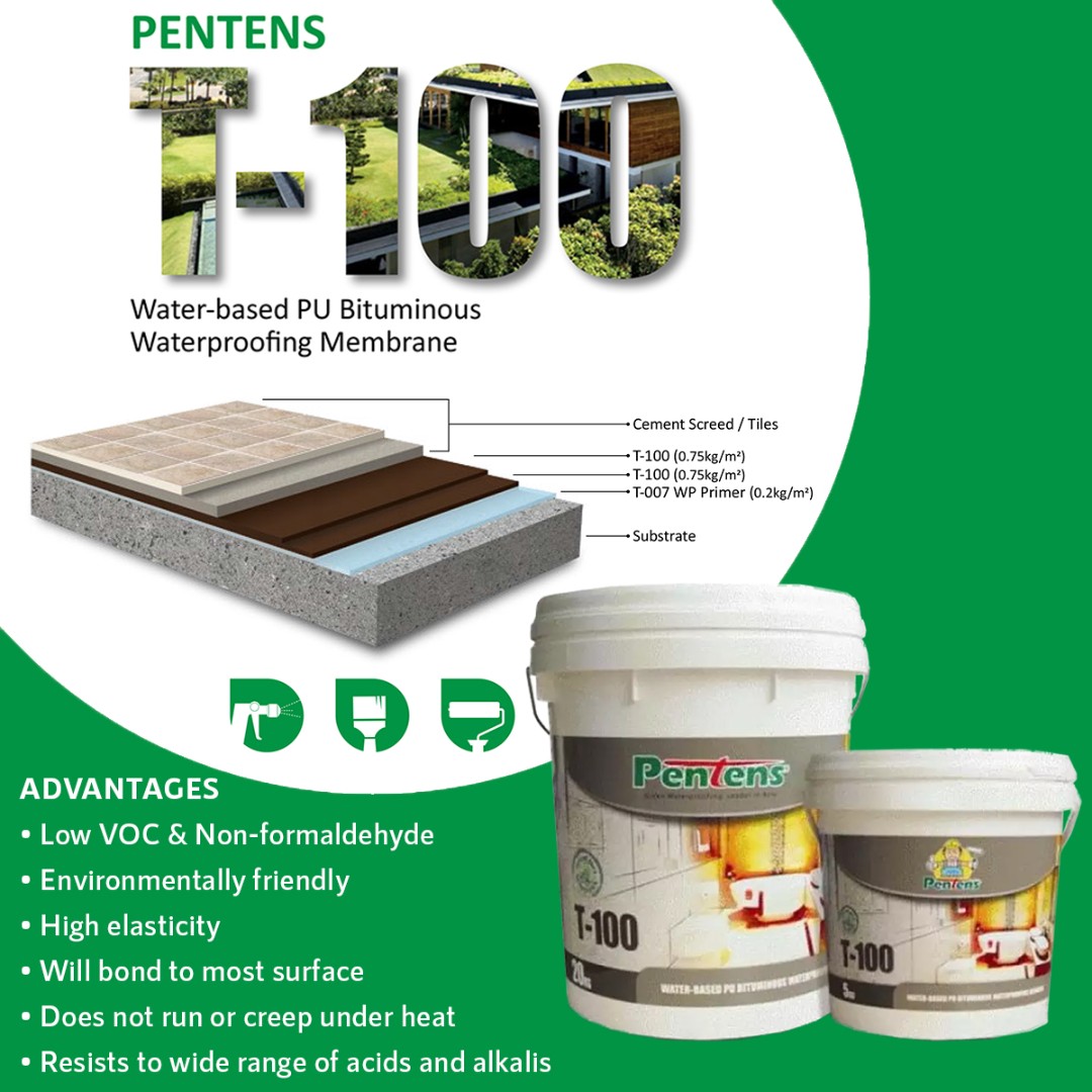 Pentens T-100 waterproofing membrane buckets
